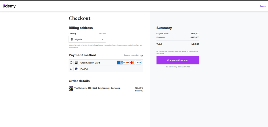 Use the Card to Pay on Udemy