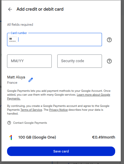 Add your card details