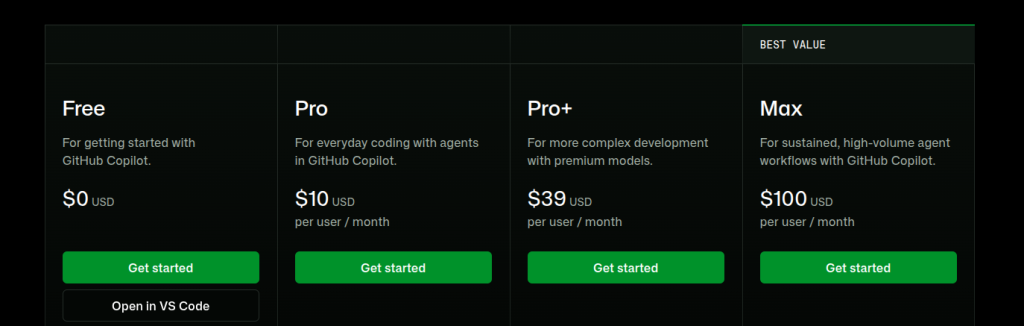 GitHub Copilot Plans
