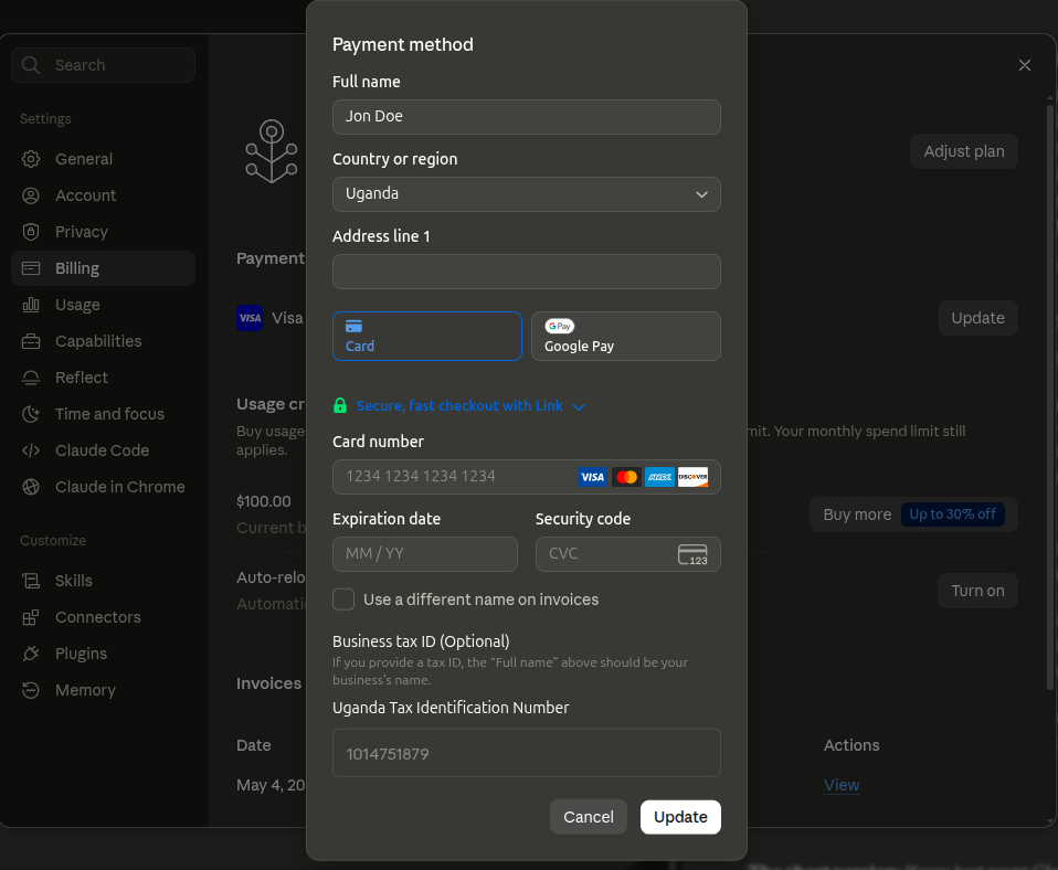How to buy Anthropic API credits from Uganda